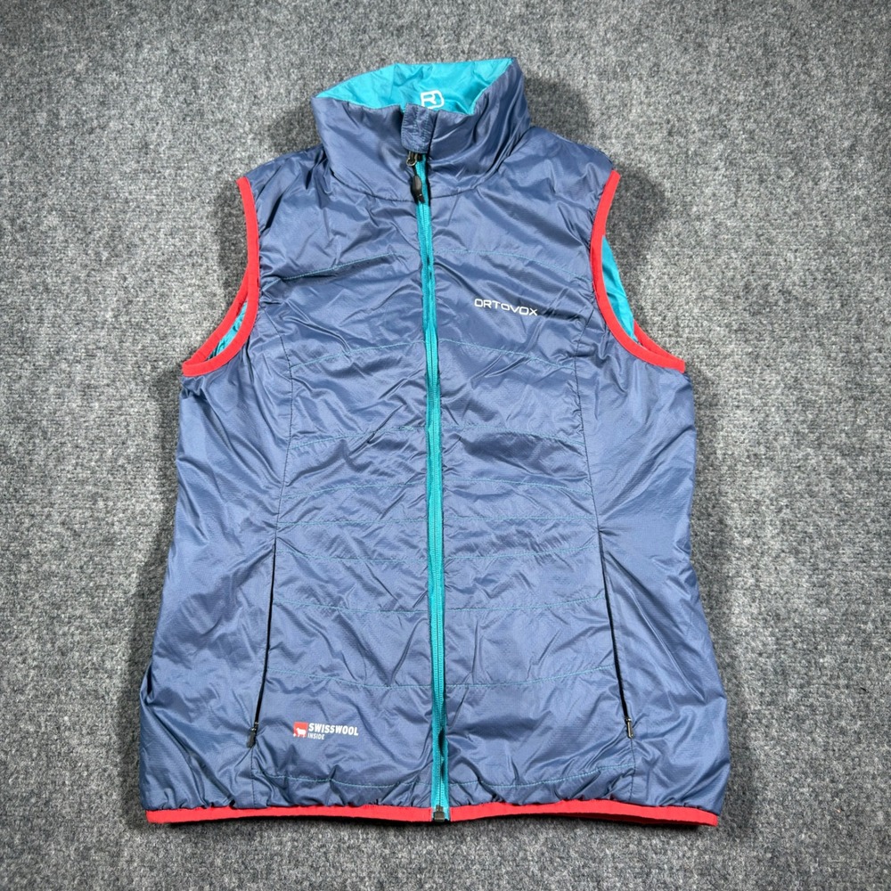 Ortovox Swisswool Piz Boe Vest Womens Small Blue Quilted Insulated Wool